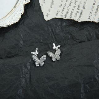 Rhinestone Butterfly Ear Stud / Clip-on Earring