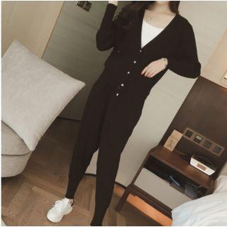 Set : Knit Cardigan + Harem Pants