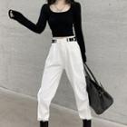 Straight-fit Jeans / Long-sleeve Cropped Top / Set
