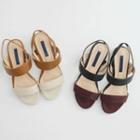 Two-tone Double-strap Flat Sandals