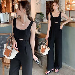 Wide-leg Sleeveless Cropped Jumpsuit