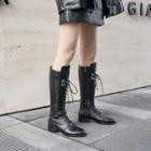 Lace Up Pointed Block Heel Knee-high Boots