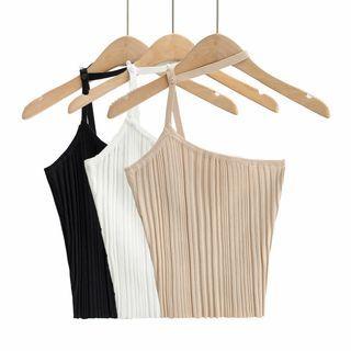 Choker-neck One-shoulder Knit Camisole Top