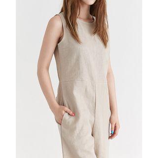 Sleeveless Linen Blend Jumpsuit