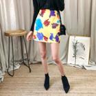 Paint Stain Printed A-line Miniskirt