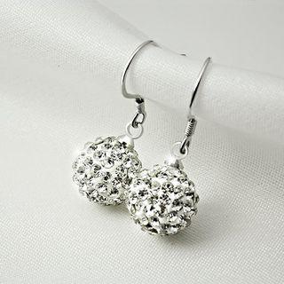 Rhinestone Earring Silver - 10mm