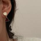 Geometric Glaze Alloy Dangle Earring 1 Pair - Gold & Black & Beige - One Size