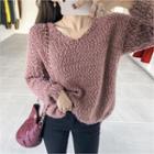 V-neck Nubby Knit Sweater