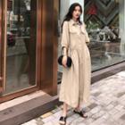 3/4-sleeve Utility Long Shirt As Shown In Figure - One Size