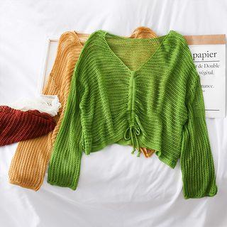 Drawstring Sheer Cape Top