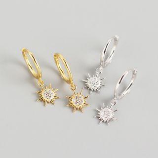 Rhinestone Sun Drop Hoop Earring