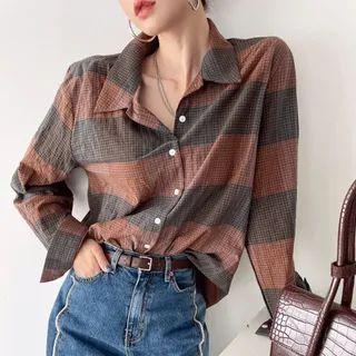 Color-block Check Shirt