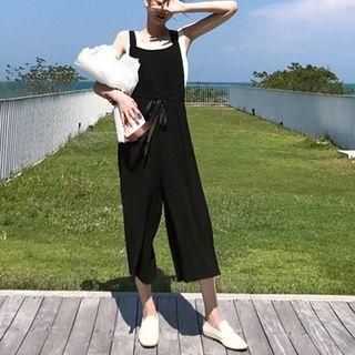 Set: Dotted Short-sleeve T-shirt + Drawstring Wide-leg Jumper Pants / Set: Plain Camisole Top + Drawstring Wide-leg Jumper Pants