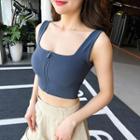 Square-neck Zip-front Sport Tank Top