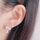 Bow Drop Clip-on Earring 1 Pair - Clip-on Earrings - Silver - One Size