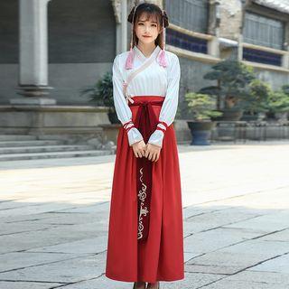 Long-sleeve Hanfu Top / Maxi Skirt / Jacket / Set