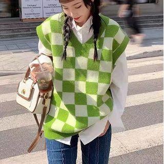 Checker Print Sweater Vest