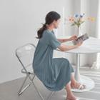 Round-neck Pleated-back Midi Dress