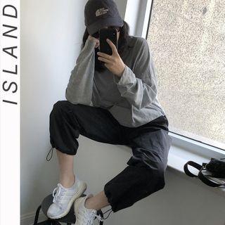 Drawstring-cuff Straight-leg Pants