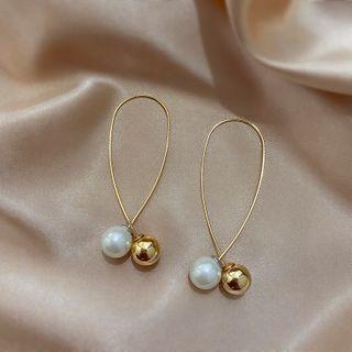 Faux Pearl Threader Earring Gold - One Size