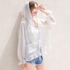 Hooded Tie-front Chiffon Jacket