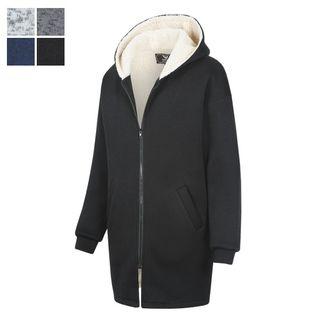 Fleece-lined Long Knit Hoodie