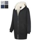 Fleece-lined Long Knit Hoodie