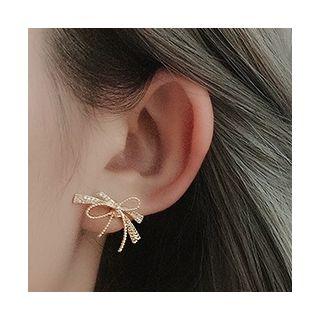925 Sterling Silver Bow Earring 1 Pair - As Shown In Figure - One Size