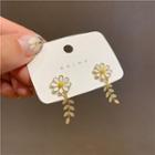 Flower Rhinestone Dangle Earring 1 Pc - Gold - One Size