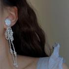 Flower Faux Pearl Fringed Earring 1 Pc - Faux Pearl - White - One Size