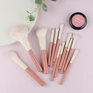 Set Of 12: Makeup Brush Set Of 12 - Pink & White - One Size