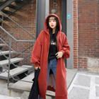 Brushed-fleece Lined Long Zip-up Hoodie