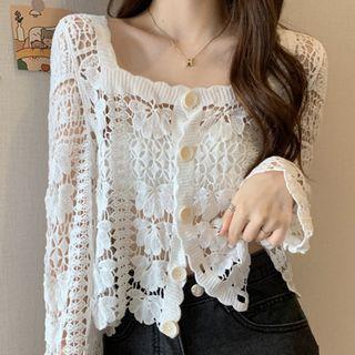 Eyelet Lace Button-up Light Jacket