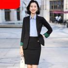 Single-breasted Blazer / Mini Pencil Skirt / Dress Pants / Shirt / Set