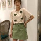 Heart Panel Short-sleeve T-shirt / A-line Skirt