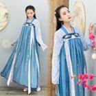 Long-sleeve Hanfu Top / Strapless Maxi Dress
