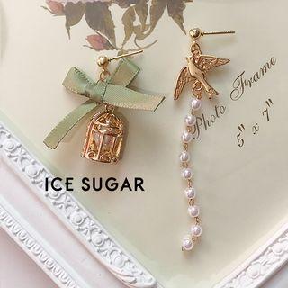 Non-matching Bird Dangle Earring / Clip-on Earring
