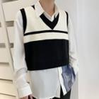 Cropped Knit Vest White - One Size