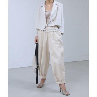 Patch-pocket Baggy Pants Ivory - One Size