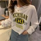 Long Sleeve Letter Print Cropped T-shirt