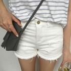 Ripped High-waist Denim Shorts