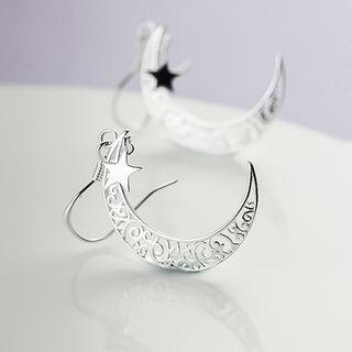 Sterling Silver Moon-drop Hook Earrings
