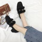 Belted Chunky-heel Furry Loafers
