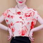 Batwing-sleeve Floral Print Chiffon Blouse