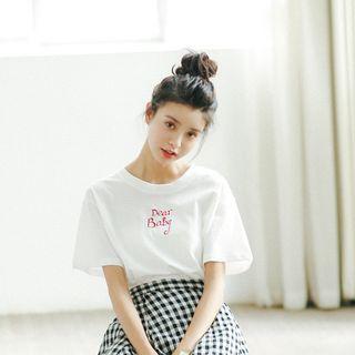 Letter Embroidered Short-sleeve T-shirt
