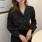 Pinstriped Double-breasted Blouse