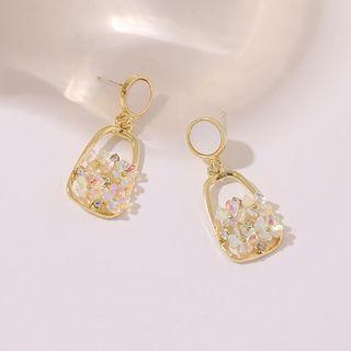 Flower Rhinestone Stud Earring As Shown In Figure - One Size