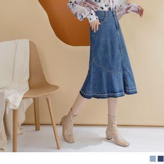 Asymmetrical Denim A-line Skirt