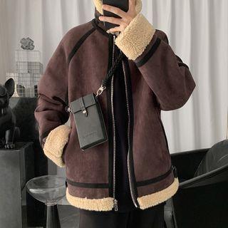 Fleece Faux Suede Zip Jacket
