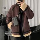 Fleece Faux Suede Zip Jacket